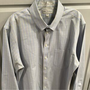 Paul Fredrick Men's Shirt with Blue and Yellow Stripes